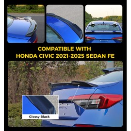 Xprite Rear Spoiler Compatible with 2021 2022 2023 2024 2025 2026 Honda Sedan Civic Sport Spoiler 11th Civic Sedan Rear Spoiler Wing ABS Material- Glossy Black