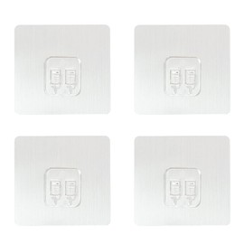 4 Pack Shower Caddy Adhesive Sticker Hook Mount for Shower Caddy Basket Bathroom Shelf Soap Dish Holder Kitchen Sink Caddy Replacement Adhesive Hooks (Silver 4pack) (Silver)