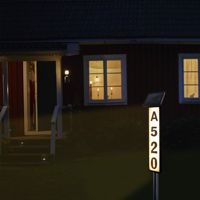 ATDAWN Solar Lighted House Address Numbers Sign, Solar Powered House