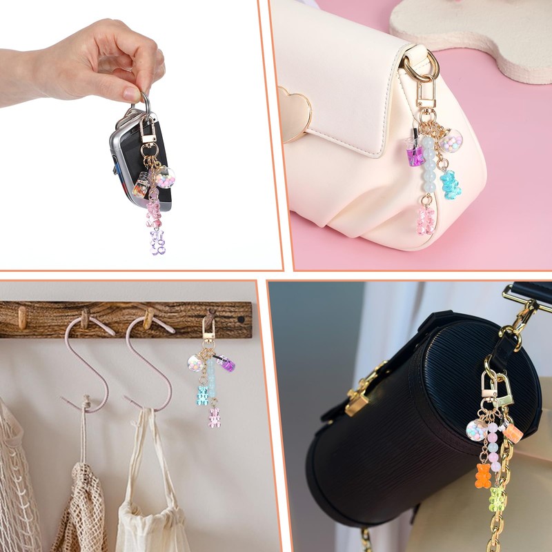 Giantree 3Pcs Gummy Bear Key Chain, Cute Resin Macaron Bear