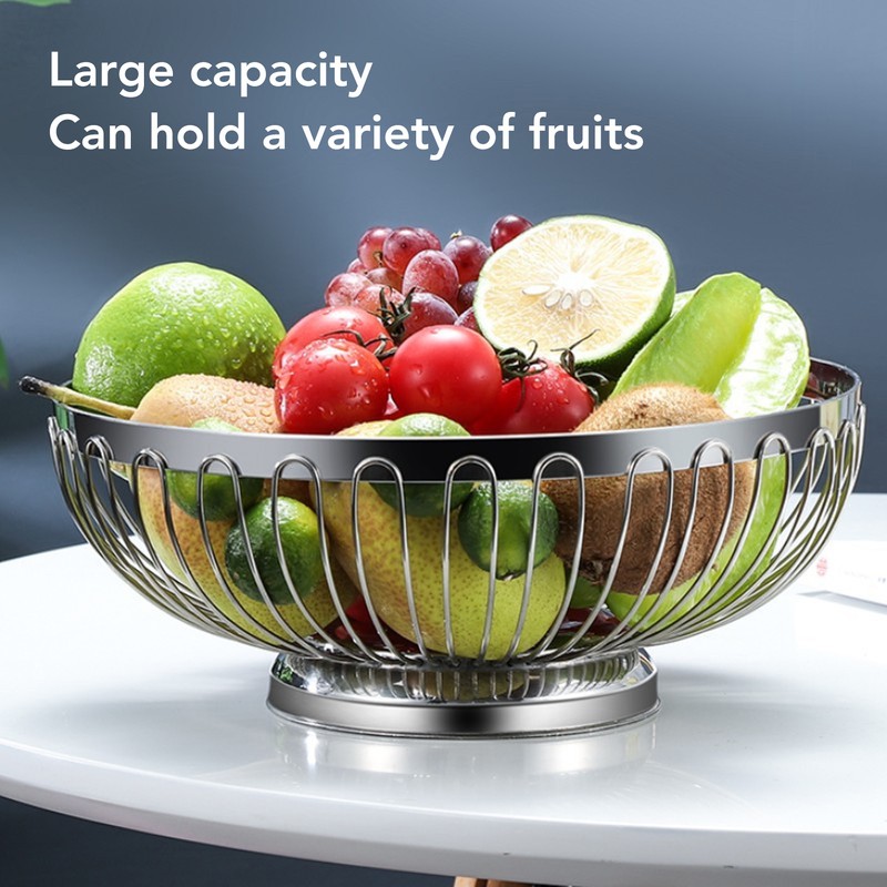 Stainless Steel Fruit Basket Multipurpose Decorative Mirror Polished Large Capacity