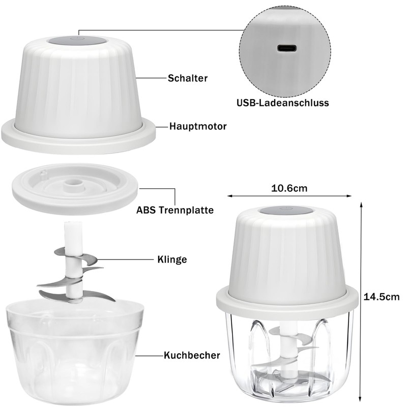 WwuHua Onion Chopper Electric 400 ml, Onion Cutter, Vegetable Chopper