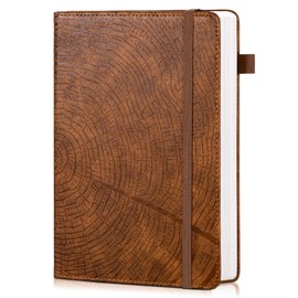 CAGIE Lined Journal for Men Women, Tree Growth Ring Leather Bound Journal Notebook, 256 Pages 100 GSM Journals for Writing, A5 Hardcover Journaling Notebooks for Work, Note Taking