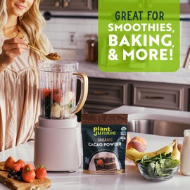 Plant Junkie Organic Cacao Powder, 8 oz - Unsweetened, Rich Dark Chocolate Taste, Certified Non GMO, Gluten Free, Kosher