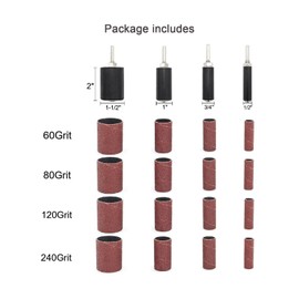 HANPINYUAN 20 Packs Sanding Drum Kit and Sleeves Set for Drill or Drill Press,2”Long Sanding Drums and 1/4”Shank,60, 80,120 and 240 Grit