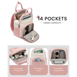 LOVEVOOK Small Backpack Purse for Women, Mini Backpack, Light Weight Cute Fashion Backpack for Work Daily Travel, Pink-Beige