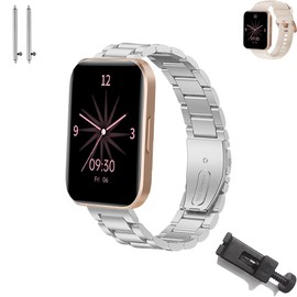 [SUNZHXIN] 【3玉チェーン】 For RUIMEN D1 1.85インチ バンド 交換ベルト 22mm 高級3玉チェーンメタルバンド 通気性良好 調節可能 肌触り良好 防水 防汗 簡易装着・取り外し可能 おしゃれ 男女兼用 RUIMEN D1 ストラップ (シルバー)