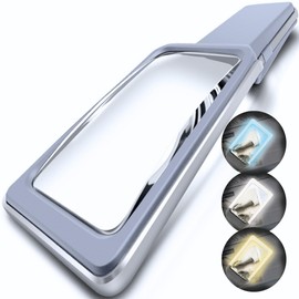 MAGNIPROS Patented 6X Large Magnifying Glass with 3 Color Light Modes | Anti-Glare Lens & Stepless Dimmable LEDs | Perfect for Reading & Inspection - Ideal for Seniors & Low Vision