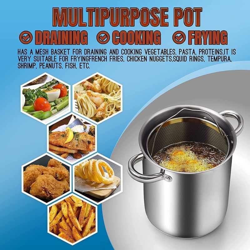 Cook N Home Deep Fryer Pot, Japanese Tempura Small Stainless