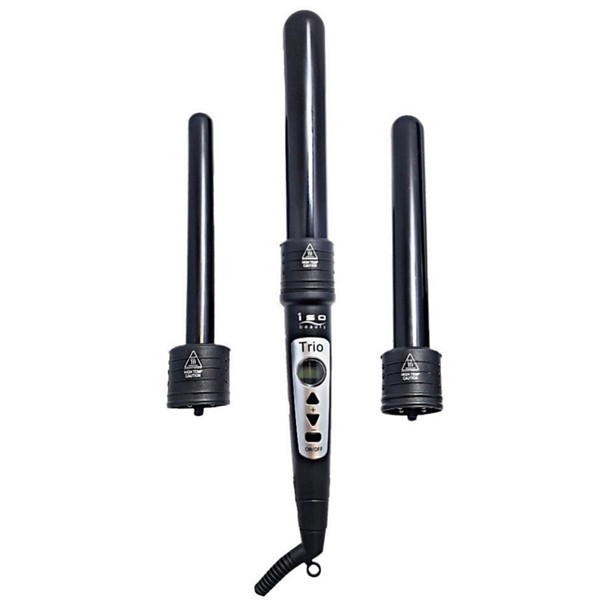 ISO Beauty ISO3PBK-229 Trio 3-in-1 Interchangeable Professional Tourmaline-Infused Ceramic Curling