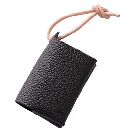 Zario Grande ZAG-206T Tissue Cover, Genuine Leather, Leather with Strap, Bi-Fold, Compact Size, Made in Japan (Black)