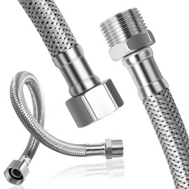 Pack of 2 304 Stainless Steel Flexible Hose 3/8, 30 cm Reinforced Hose, 3/8 Inch Throw and Male Thread, Tap Hose for Tap Angle Valve Water Heater