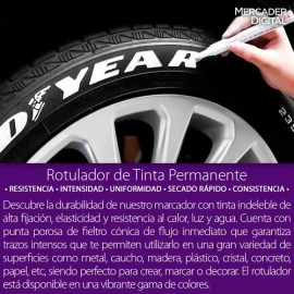 3 Pz Plumón Permanente Cerámica Papel Metal Auto Moto Llanta                                                                                          