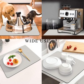 Coffee Mat for Countertops ,Coffee Bar Accessories Fit Under Coffee Maker Espresso Machine, Absorbent Hide Stain Rubber Mat for Countertop ,Dish Drying Mat for Kitchen Counter (Light Gray, 12"x19")