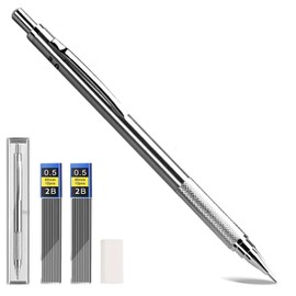 TopHomer 0.5mm Metal Mechanical Pencils with 8 2B Leads and 4 Erasers, Perfect for Writing, Drawing and Sketching