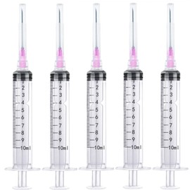 25 Pack 10ml Plastic Lab Syringes with 18Ga, for Scientific Labs, Industrial Dispensing and Liquid Measuring Syringe Tools, Individually Sealed Packaging