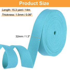 HARFINGTON Correa de algodón de 1.3 pulgadas, 15.3 yardas, cinta de sarga para artes y manualidades, asas de bolsa de tela, cinturón de tela, suministros para exteriores, color azul claro