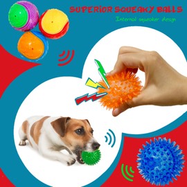 Cdyzqikm 2.3” Squeaky Dog Toy Ball Pack High Bouncy Ball for Interactive Playing Spikys Pet Balls for Teeth Cleaning Durable Tough Chew Toys for Small & Medium Dogs Fetch Training Teething Balls 6Pcs