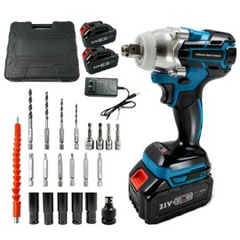 VOYSILI Cordless Impact Wrench, 1/2 Inch Brushless Impact Gun, 320N.m High Torque Impact Driver Set with 2 x 21V Batteries for Automotive/RV, Truck Repair & Maintenance