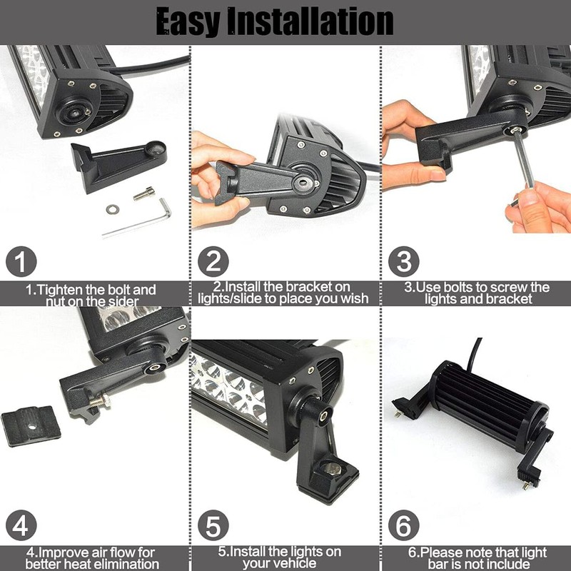 LEDKITO LED Light Bar Side Mounting Bracket Base Mounting Universal