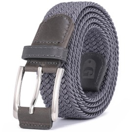 Glamicci Men’s Elastic Braided Belt | Stretch Woven Belt for Golf, Casual & Dress Pants | Adjustable Fit & Comfort Stretch | 1 3/8" (34mm) | Gift Box Included (Grey, S 30-32” Waist)