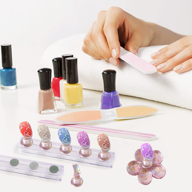 10pcs Magnetic Pink Nail Art Holder Nail Art Stand Nail