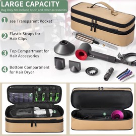 OUUTMEE Double Layer Travel Carrying Case Compatible with Shark Flex Style Case for Revlon One-Step Hair Dryer and Volumizer Hot Air Brush Portable Storage Organizer Bag for Dyson Airwrap Styler
