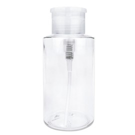 10oz Clear Push Down Pump Dispenser Empty Refillerble Bottle with Flip Top Cap - for Nail Polish, Travel, Cosmetics Packaging