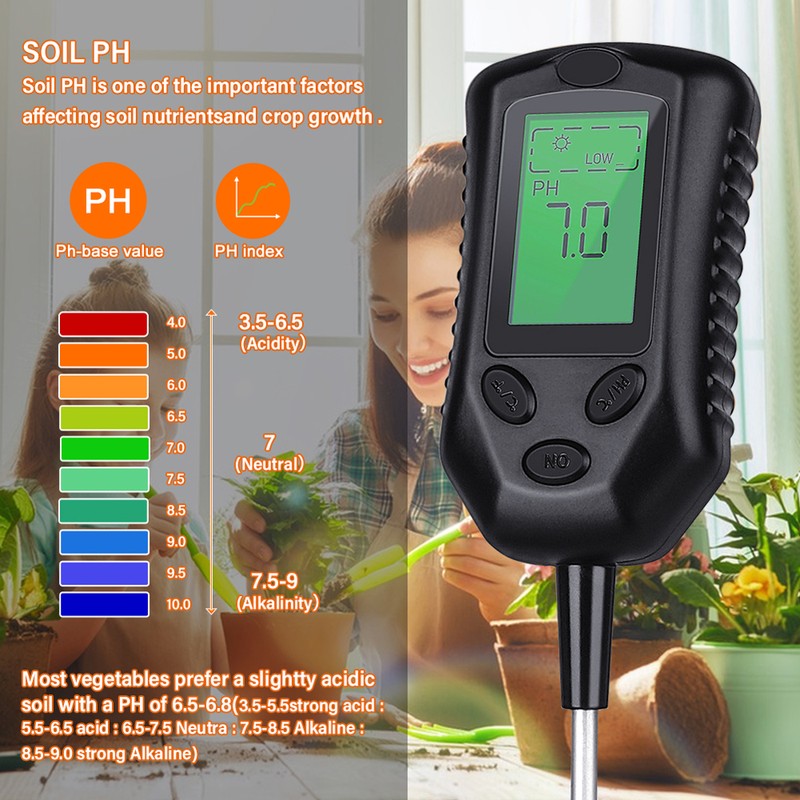 Multifunctional High Accurancy Soil PH Tester Soil Moisture/PH/Temperature Sunlight Intensity