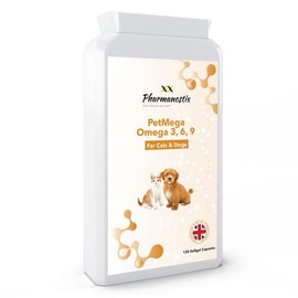 PetMega- Omega 369 for Pet- Omega Fish Oil for Dogs and Cats - 1000mg 120 Capsules - Daily Omega 3 6 9 Supplement for Pets - UK Manufactured to GMP Standards