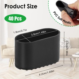 Pack of 40 Chair Leg Caps 40 x 20 mm Oval Foot Caps for Garden Chairs Chair Leg Caps Outdoor Floor Protection Foot Caps Chair Leg Caps Plastic for Oval Pipes Tube Caps Black