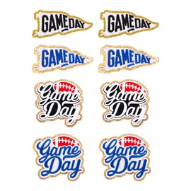 8pcs Game Day Embroidered Patches, Large and Small Football Helmets Logos Patch Game Day Iron on Patches Football Helmets Patches Chenille Applique Sew on Patches for DIY Clothing Hat
