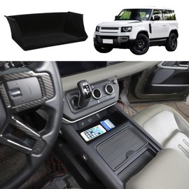 YIWANG For Land Rover Defender 90 110 2020-2022 Car Styling ABS Black Car Central Storage Box Phone Box Car Accessories (Style A +Suede-Black)