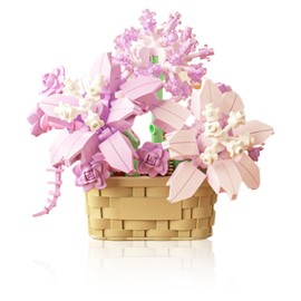 Mini Flower Building Block Set, Flower Blocks Toy, Plants and Succulents Toy, Building Block Flower Pot, Botanical Collection Birthday Gift (Violet 201 Pieces)