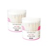 Easy & Paper Cotton Swabs for Makeup, 200pcs (Cylinder) - 2 Packs, Sterilized Premium Cotton Swabs 2ea