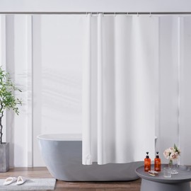 Scamzsure Plastic White Shower Curtain for Bathroom,Waterproof Curtains with Weighted Stone and Rustproof Metal Grommets,48x72 Inch