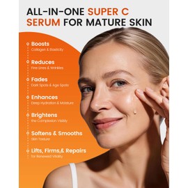 Super C Serum for Mature Skin – All-in-One Vitamin C Serum for Face with Retinol & Hyaluronic Acid for Women 2pcs