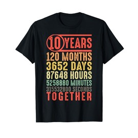 10 Year Anniversary for Him Her Matching Couple 10th Wedding T-Shirt