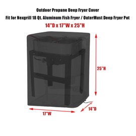 Aidetech Outdoor Deep Fryer Cover Fit for Nexgrill 18 Qt. Aluminum Fish Fryer / for OuterMust Deep Fryer Pot, Waterproof Propane Fryer Cover for Outdoor Cooking -(17x14x25 inch)