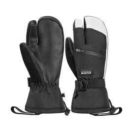 OutdoorMaster 3-Finger Ski Gloves for Women & Men, Waterproof & Windproof Ski Mittens, Winter Warm Snowboarding Gloves with Double-Pocket