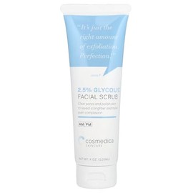 Cosmedica Skincare EXFOLIANTE FACIAL CON GLICOLICO AL 2.5%. Elimina células muertas; potente efecto despigmentantes. Con Acido glicólico , acido salicílico y cuencas de jojoba