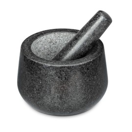 Polished Granite Mortar and Pestle Set, Stone Grinder Bowl for Grinding Herbs Spices, Making Guacamo, Salsa, Pepper and Nuts Crusher (Granite, Small)