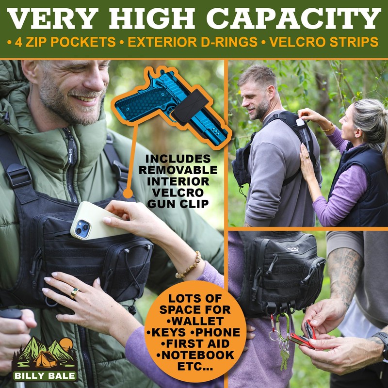 Billy Bale Sports Chest Bag – Lightweight, Outdoor Water-Resistant Adjustable