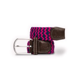 SWOLE PANDA Unisex Recycled Woven Belt, Elastic Belt for Men and Women, Belt Buckle Stretch Woven Belt - Pink/Blue Zigzag