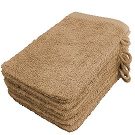 Lanudo® Pure Line Waschlappen Waschhandschuh, 6er Set, Reine Frottier Baumwolle, 21 x 15 cm - Beige