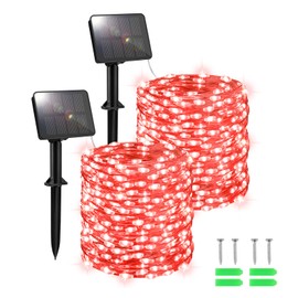 FFZZKJ Solar Lights Outdoor Garden Waterproof Total 240LED 12Mx2 Pack Outdoor Solar Lights for Garden Patio Balcony Terrace Veranda Tree, Red