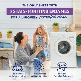 Cleancult Laundry Detergent Sheets - Resealable Box - 3 Stain Fighting Enzymes - Wild Lavender - 60 Loads - Free of Harsh Chemicals - No Mess - No Plastic Waste