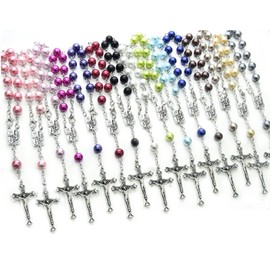Hyclam Pearl Finger Rosary Baptism Rosary Beads Fingers Christening Rosary First Communion Party Favour Christening Party Gift, Metal