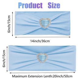 WYFMYD Baby Blue Spandex Chair Sashes 50 Pack Blue Sashes for Wedding Stretch Chair Covers Band with Buckle Slider Wedding Chair Ties Bows for Wedding Banquet Party Event Decoration