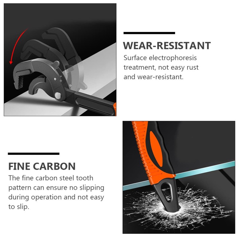 TEHAUX Multi-Functional Adjustable Wrench Self-Locking Design for Pipes Heavy-Duty Construction